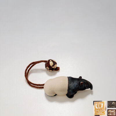 福山恒山作 獏「夢」根付（共箱）