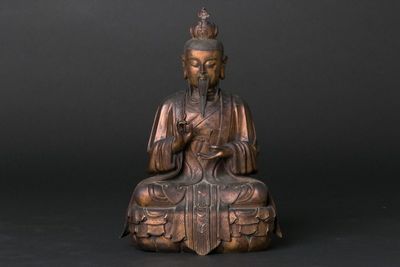 明 銅鎏金 道教人物坐像