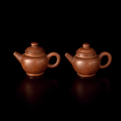 梨皮泥急須一双（箱付）