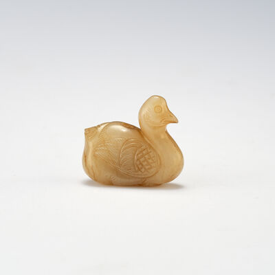 古玉鵝置物