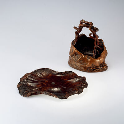 蓮葉盆·自然木菓子器（其一共箱）