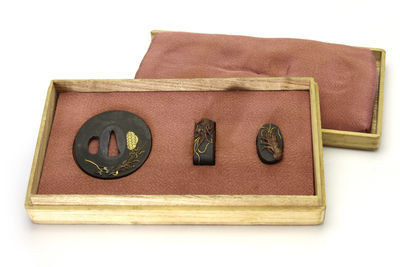 刀裝具 伊勢海老文 鐔緣頭3件揃（箱付）