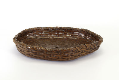 大島如雲作 漢詩竹籃寫 木彫盆（箱付）