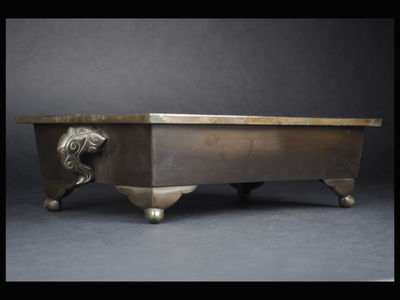 【夢工房】　時代宣徳銅獣耳水盤　甲-19