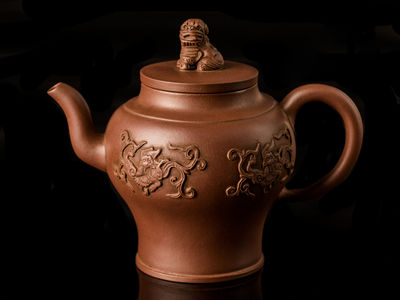 135-獅子摘-朱泥急須