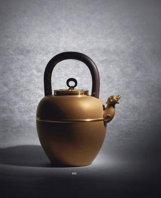 623 竹影堂荣真 纯金兽口鐡之手壶（付共箱）