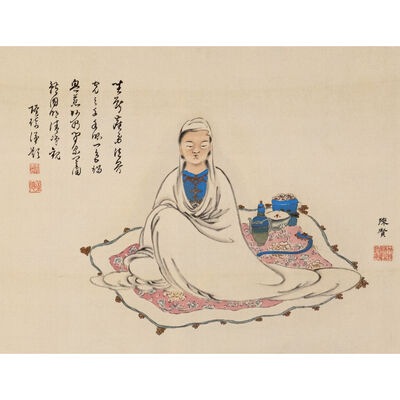 明代陳賢画　観音図（元箱）