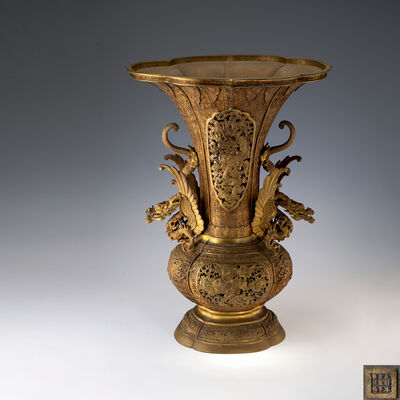 大日本文政年整珉鐫　龍紋大花瓶