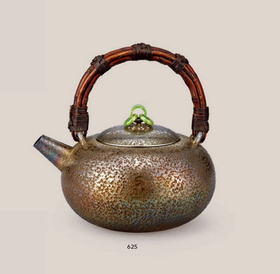 625 尚美堂 纯银炮口竹手翡翠摘壶（付共箱）