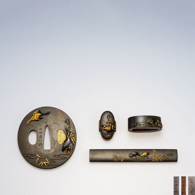 佐野直好 揃金具 川辺鷺図（木箱）