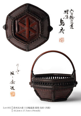 鈴木玩々斎 六方輪違透 提梁 烏府（共箱）