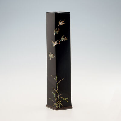 鳥面取金線七宝花瓶（箱付）