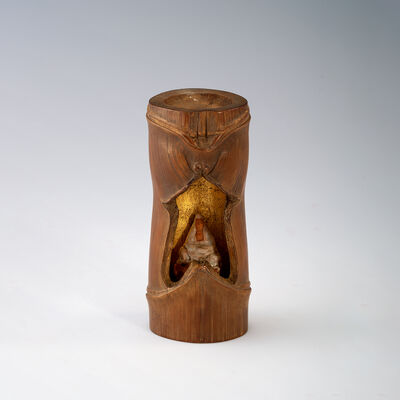 菩薩像置物　天然竹厨子付（箱付）