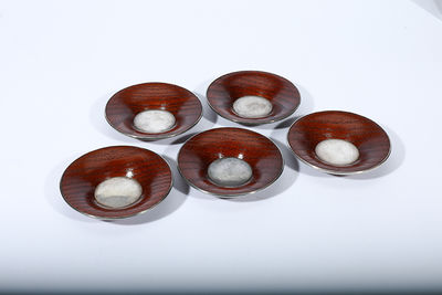 139 中川靜益造 木茶托一套五件