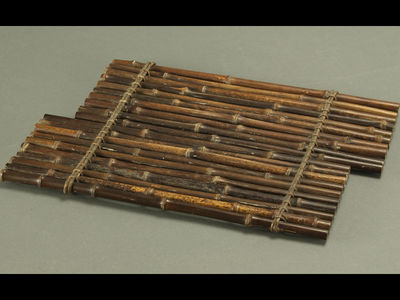 【雅】古美術品 竹造敷板 台 AT044