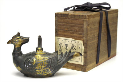 藏六造 塗金銅 鳳凰置物（共箱）