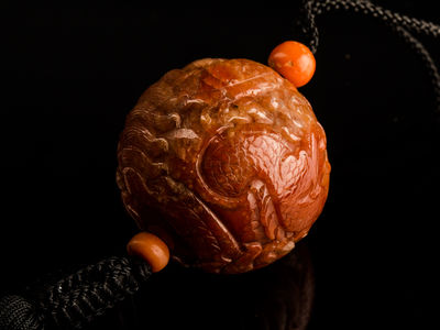 169-赤瑪瑙龍紋球