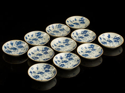 085-「道光年製」染付唐子紋皿十一客