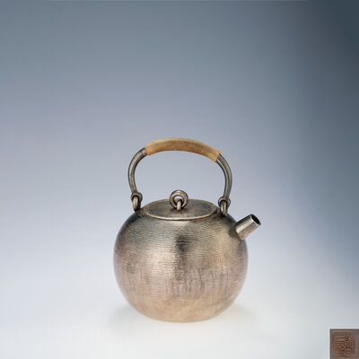 寿三造 純銀製湯沸（木箱）