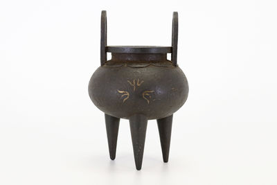 鉄金銀象嵌香爐 丸形火屋無