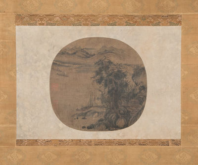 傳「郭煕」画 江帆楼閣図 軸