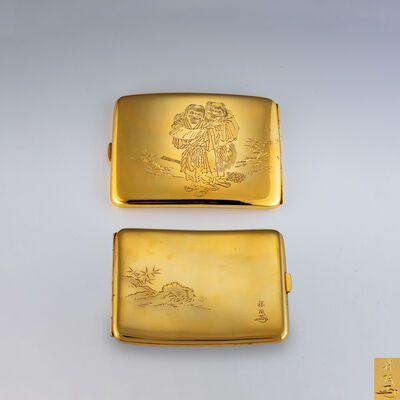 海野勝珉鐫 18k金 巻莨入（木箱）