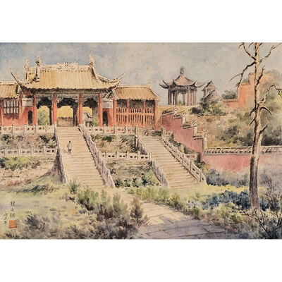 顔文樑 寺院風景画