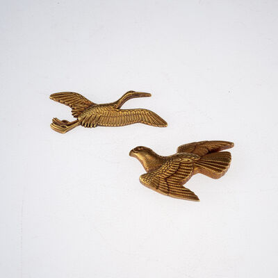 金製鳥目貫一対