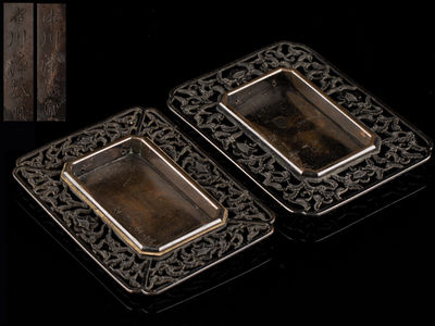 【雅】古美術品 中川浄益造 銅製襖金具 初だし品 LAJ271