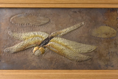 【夢工房】　桂盛行作金工額　『池畔』　額-3