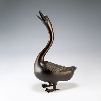 銅製鵝香炉置物