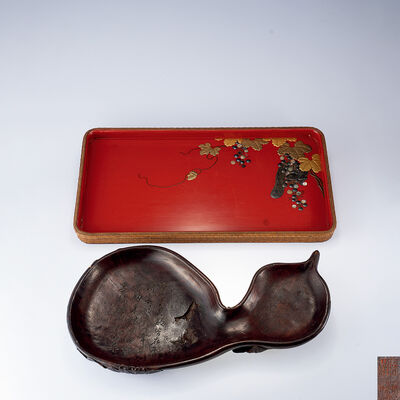 蒔絵盆·瓢箪形茶盆（其一共箱）