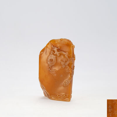 清　希古作　丙寅年黄金黄田黄 出版物登載有（箱付）