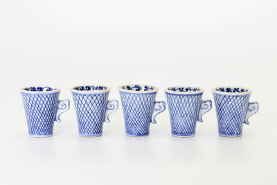 南京染付雲耳小杯5客（共箱）