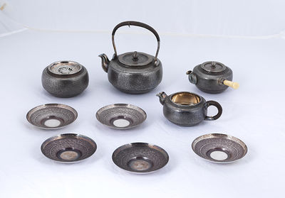 101 宗文翁造 純銀槌目紋煎茶器套裝 一套九件