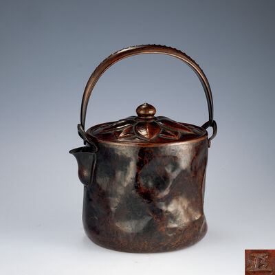 北村静香作 紫斑銅瓶（共箱）