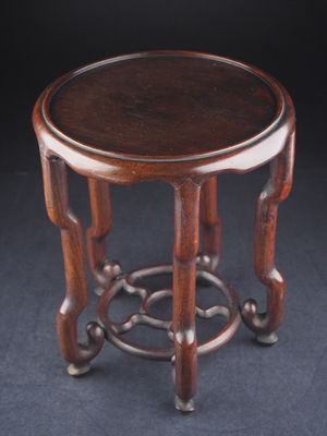 【夢工房】時代唐木（紫檀）円式五足高爐卓　696ｇ　辰-79