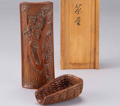 2120 竹刻茶量 （二件）