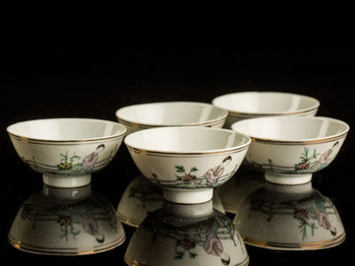 113-色絵人物図煎茶碗五客