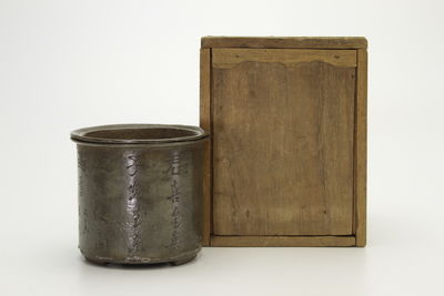 錫製古建水 漢詩雕（箱付）