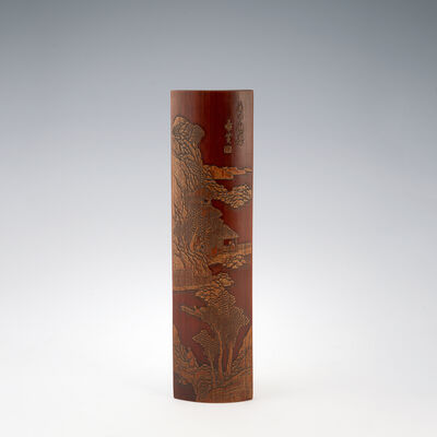 張希黃　密彫夏日避暑図茶量 大阪美術俱楽部売立品（二重箱）