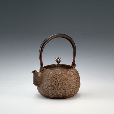 青龍堂造　宝珠形鉄瓶（共箱）