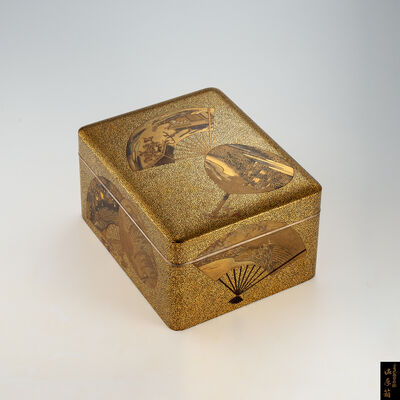 平目地扇面金蒔絵御手箱（共箱）