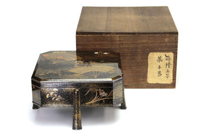 平目地扇面蒔繪 菓子器 （共箱）