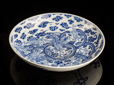 120-染付龍図大皿