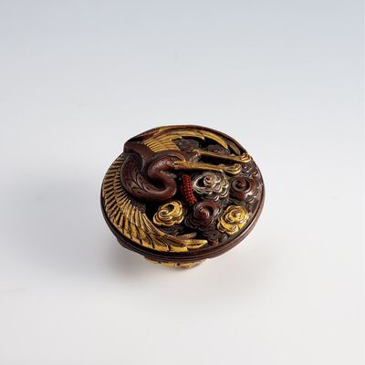 祥雲·仙鶴金工根付