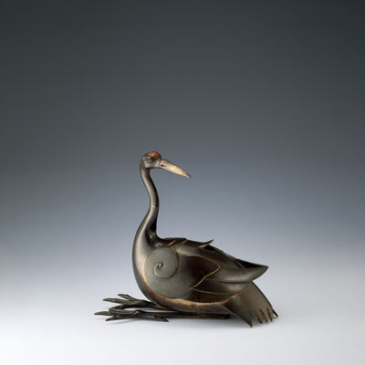 鶴形銅香炉（木箱）