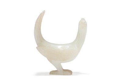 清 白玉雕 鳥 蓋盒