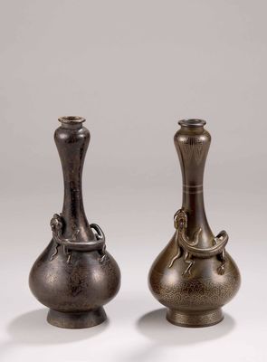 2251 明 青铜龙卷银镶嵌花瓶 二世藏六青铜龙卷银镶嵌花瓶