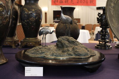 L4004　銀製 鶴 置物